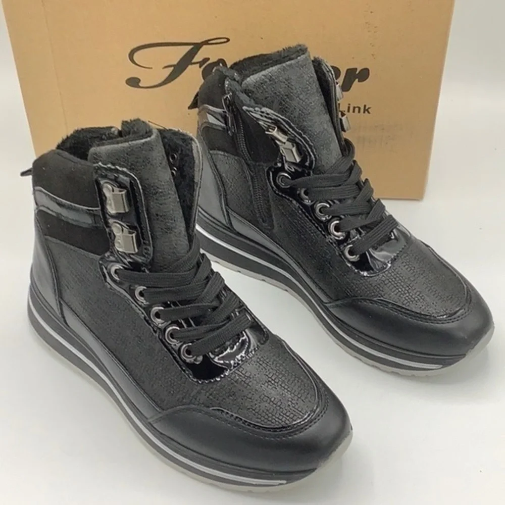 FOREVER LINK Black Neatly High Top Sneakers